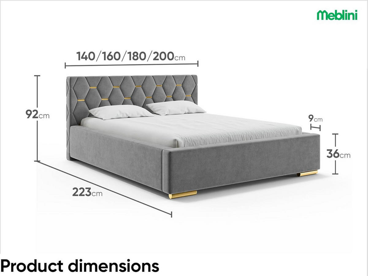 BETT VERSAL - Goldfarben/Grau, Holzwerkstoff (160/200cm) - Meblini