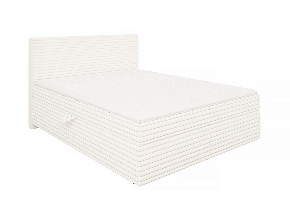 BOXBETT Roma 160/200 cm Hellbeige Plüschcord - Beige/Schwarz, Holz/Kunststoff (160/200cm) - S-Style Möbel