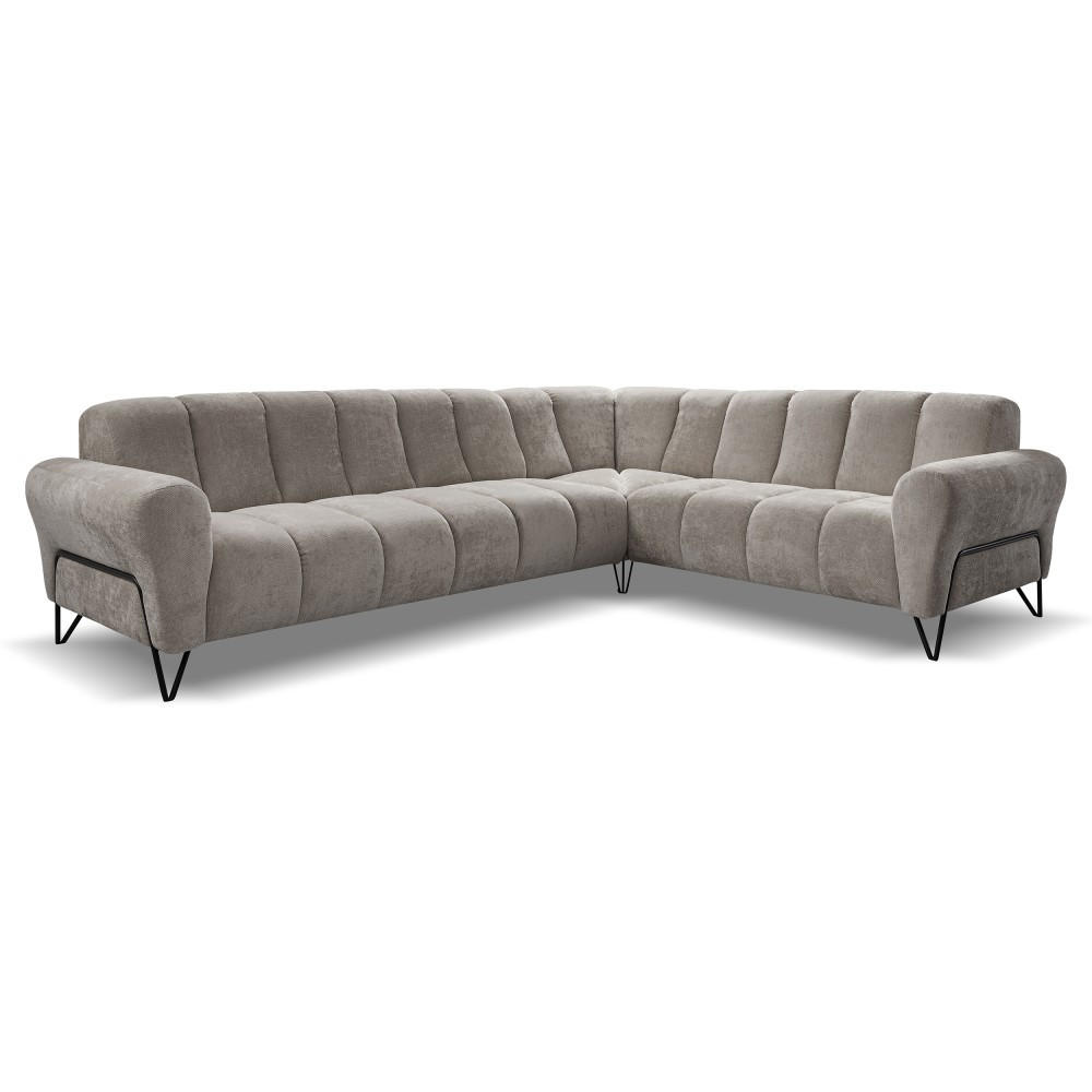 ECKSOFA Volare ohne Schlaffunktion Hellbraun links - Hellbraun/Schwarz, Textil/Metall (295/235cm) - Beautysofa