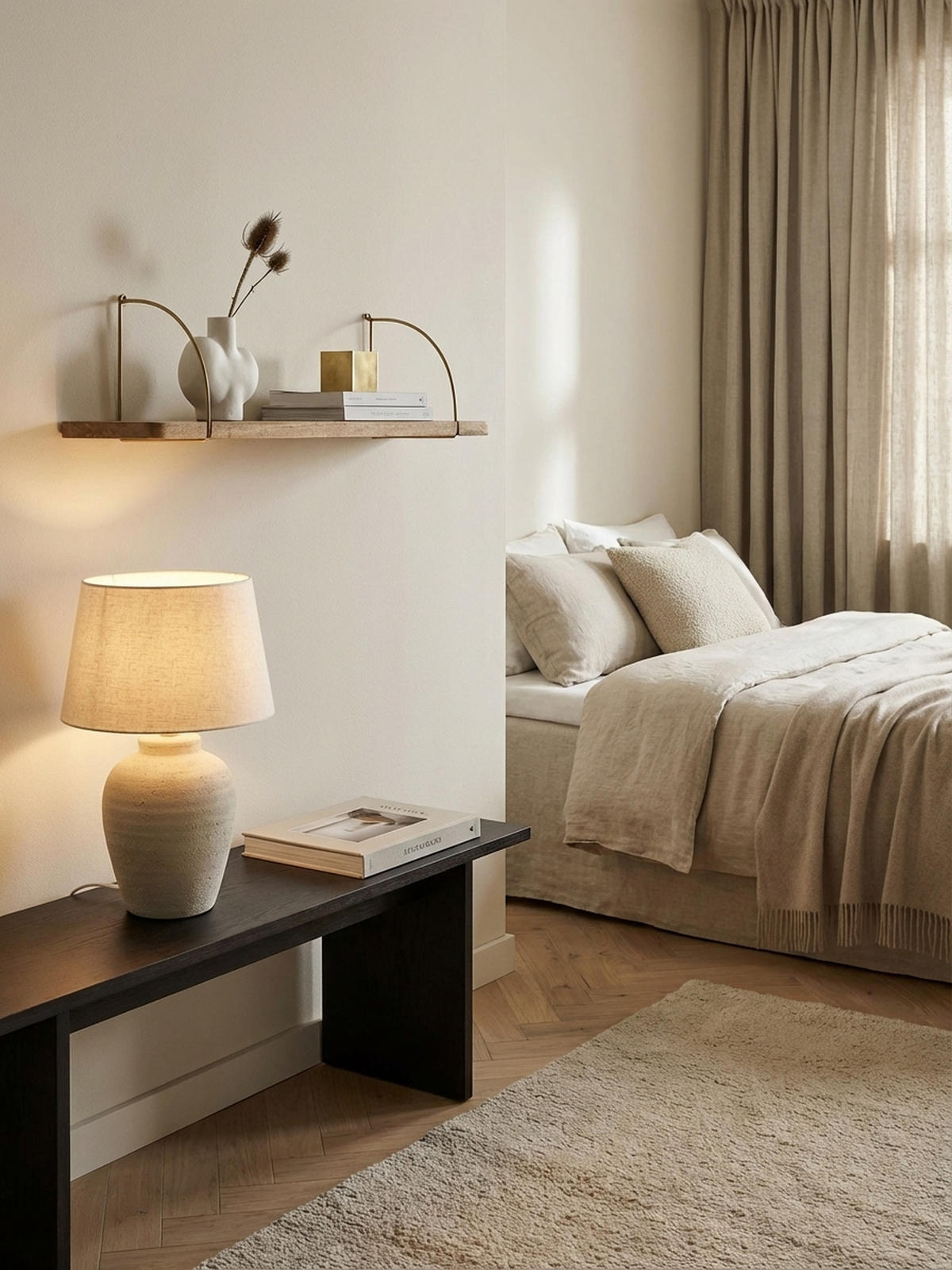 WANDREGAL TEVERE Mango Massivholz Eisen Industrial, Beige 80x22x25 cm - Beige, Holz/Metall (80/25/22cm) - KADIMA DESIGN