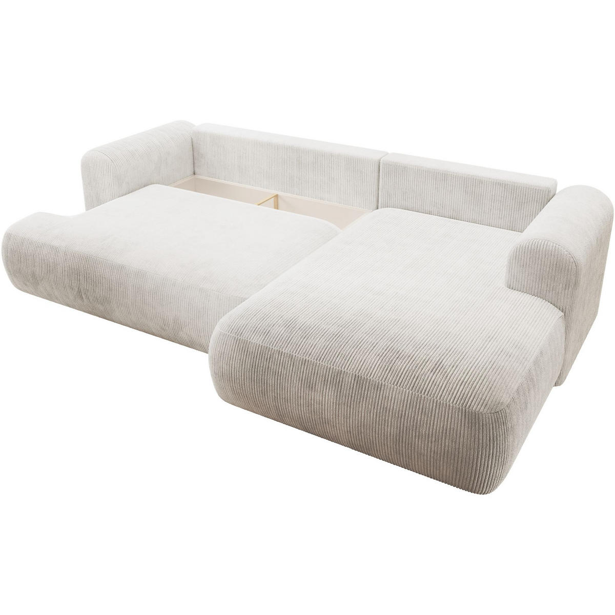 ECKSOFA Ovo Cord mit Cordbezug Weiß, rechts - Schwarz/Weiß, Textil (260/165cm) - Selsey