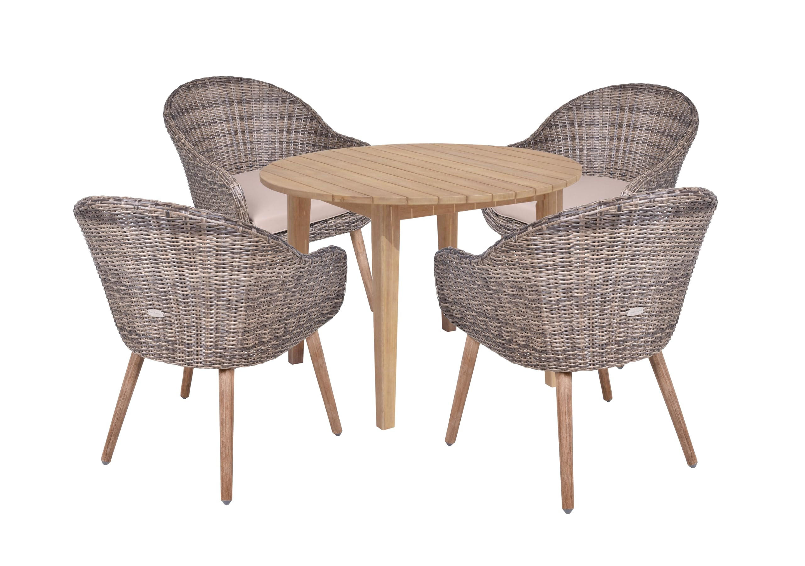 GARTEN-SITZGRUPPE City 5-teilig Gartenmöbel-Set - Dunkelbraun, Holz - DELUKE