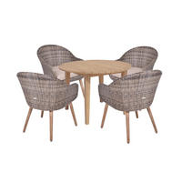 GARTEN-SITZGRUPPE City 5-teilig Gartenmöbel-Set - Dunkelbraun, Holz - DELUKE