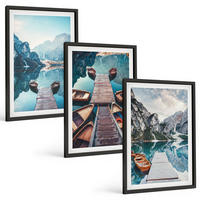 BILDER SET 3er Set - 40x60 cm Schwarzer Rahmen - Seebrücken, Boote, Frieden - Schwarz, Kunststoff (40/60cm) - TULUP