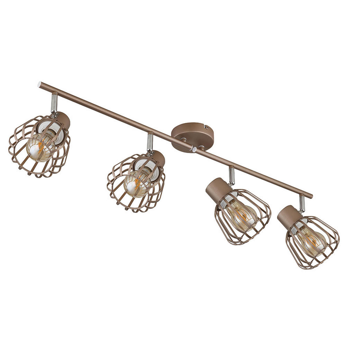 LED DECKENLEUCHTE OLIN Metall Braun, 4-flammig, L 80 cm - Braun, Glas (80/12.5/17.5cm) - Globo Lighting