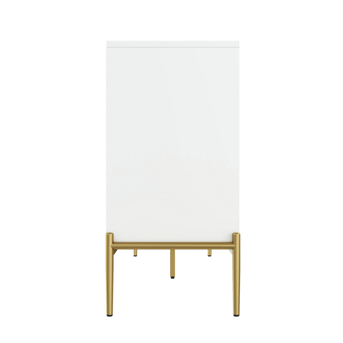 KUCHYŇSKÁ SKŘÍŇ bílá a zlatá, 4 dvířka, kovové úchytky, do obýváku, předsíně a jídelny, 162×40×80 cm - bílá/zlatá, kov/kompozitní dřevo (162/80/40cm) - STILVORA