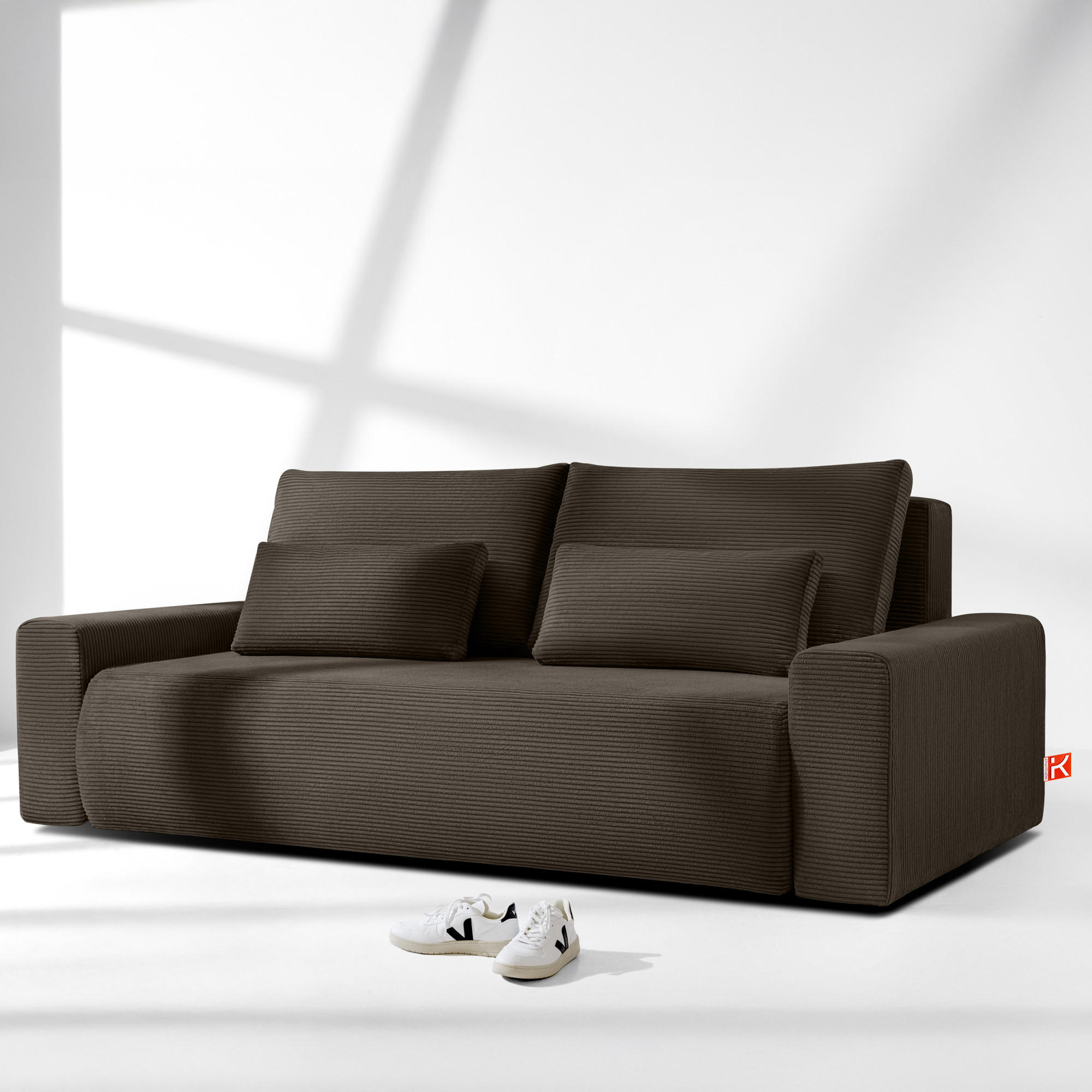 3-SITZER SCHLAFSOFA MOLLIS, Corduroy, Braun - Braun, Holz/Holzwerkstoff (250/93/108cm) - KONSIMO®