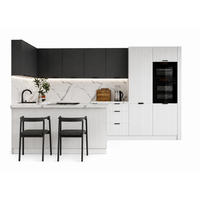 KÜCHENZEILE KS29-G390x260 – Kendro & Morvex - Effiziente Raumnutzung mit Stil - Schwarz/Weiß, Holz/Metall (390/213.3/260cm) - ROYAL24_MARKT