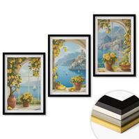 WANDBILDER 3er-Set - 40x60 cm Schwarzer Rahmen - Meereslandschaften, Zitronen, Fenster - Schwarz, Kunststoff (40/60cm) - ArtPrintCave
