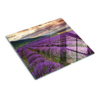 GLASPLATTE 60x52 cm Lavendelfeld - Lila, Glas (60/0.4/52cm) - TULUP
