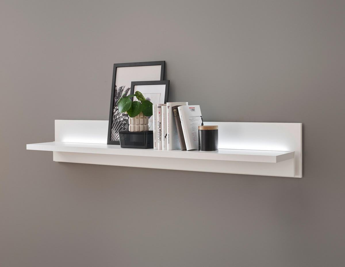 WANDBOARD M19 Weiß Matt 150/20/18 cm schmal - Weiß, Holzwerkstoff (150/20/18cm) - Livojo