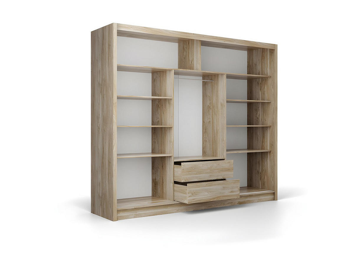 KLEIDERSCHRANK - 250 cm x 61 cm - Holz, Platte - Naturfarben Hell, Weiß LEOVIA - Naturfarben/Weiß, Holz (250/215/61cm) - Vente-Unique