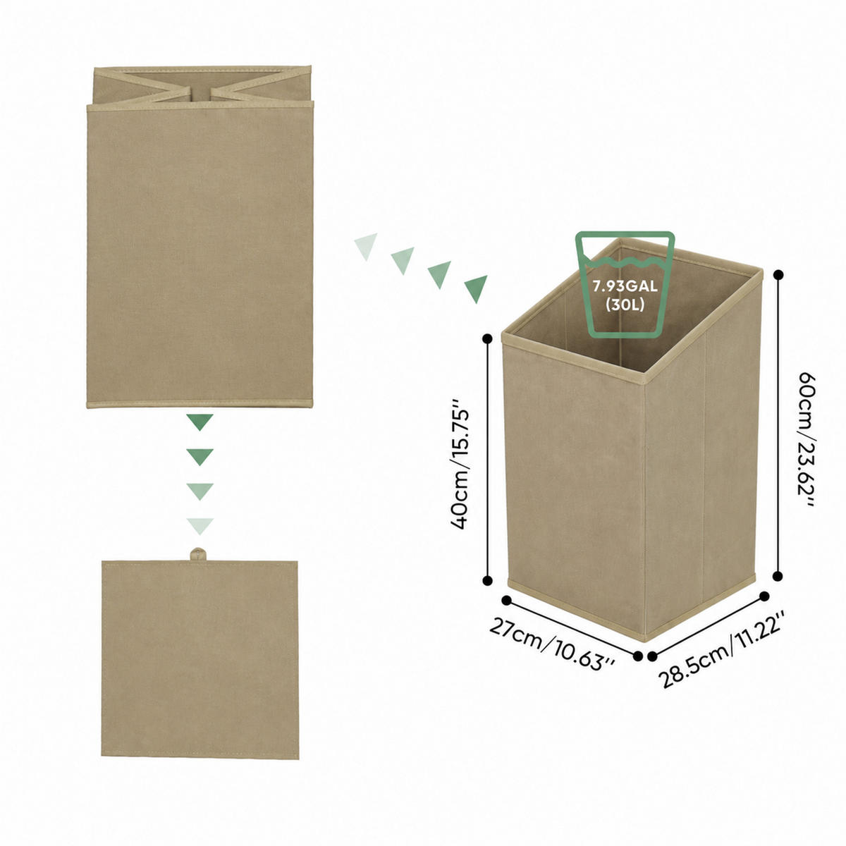 WÄSCHESCHRANK Weiß mit Kippbarer Lamellenfront & 2 Stofffächern - Weiß, Holzwerkstoff (66/76/35cm) - Urban Meuble