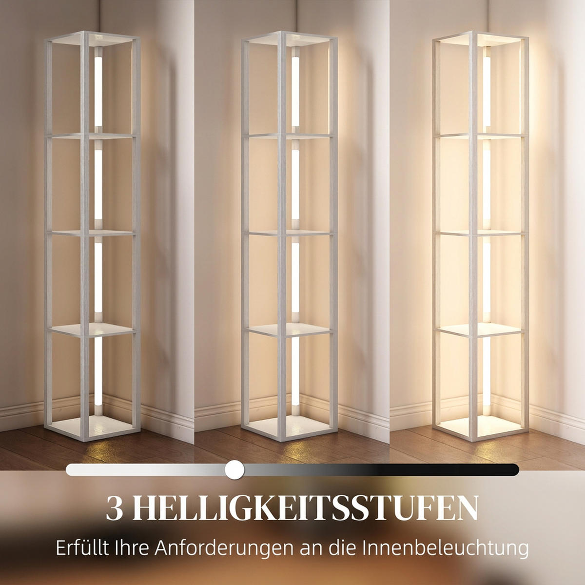 STEHLAMPE MDF Kunststoff Weiß - Weiß, Holzwerkstoff (29/29/163cm) - HOMCOM