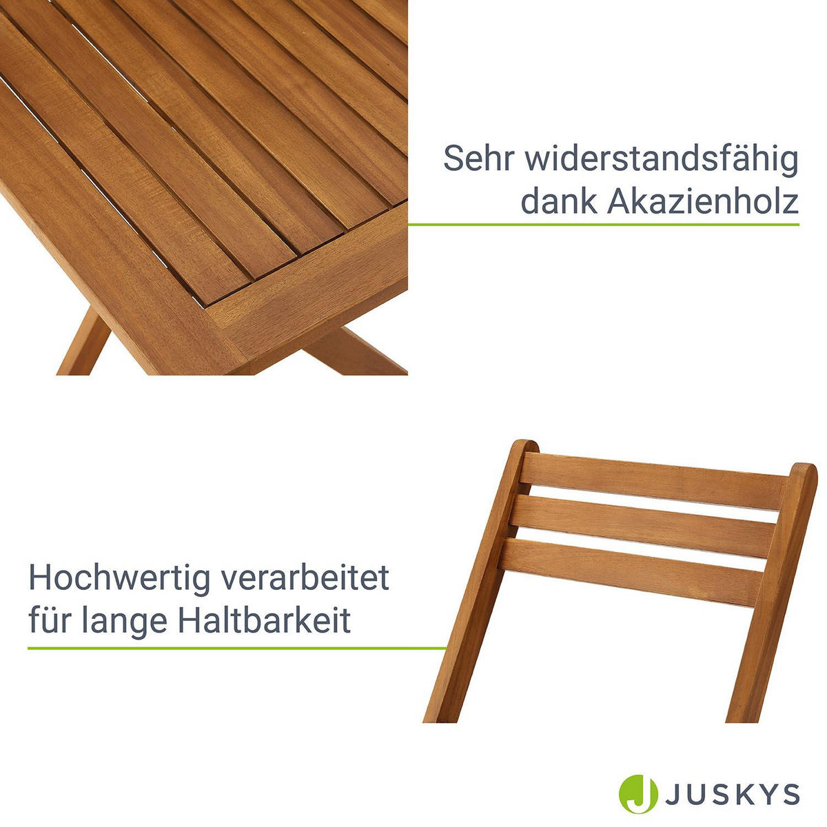 BALKONMÖBEL-SET Bala Akazienholz 3-tlg. - Braun, Holz - Juskys
