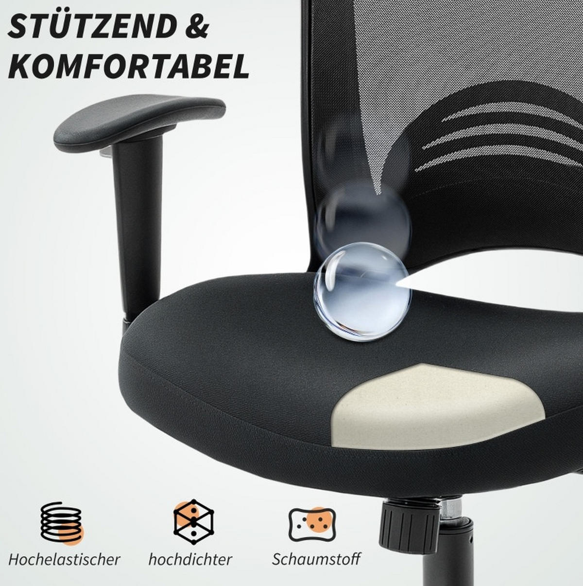 DREHSTUHL 65/92,5-102,5/59 cm Schwarz aus Kunststoff mit Wippfunktion - Schwarz, Kunststoff (59/102.5/65cm) - OKMYHOME