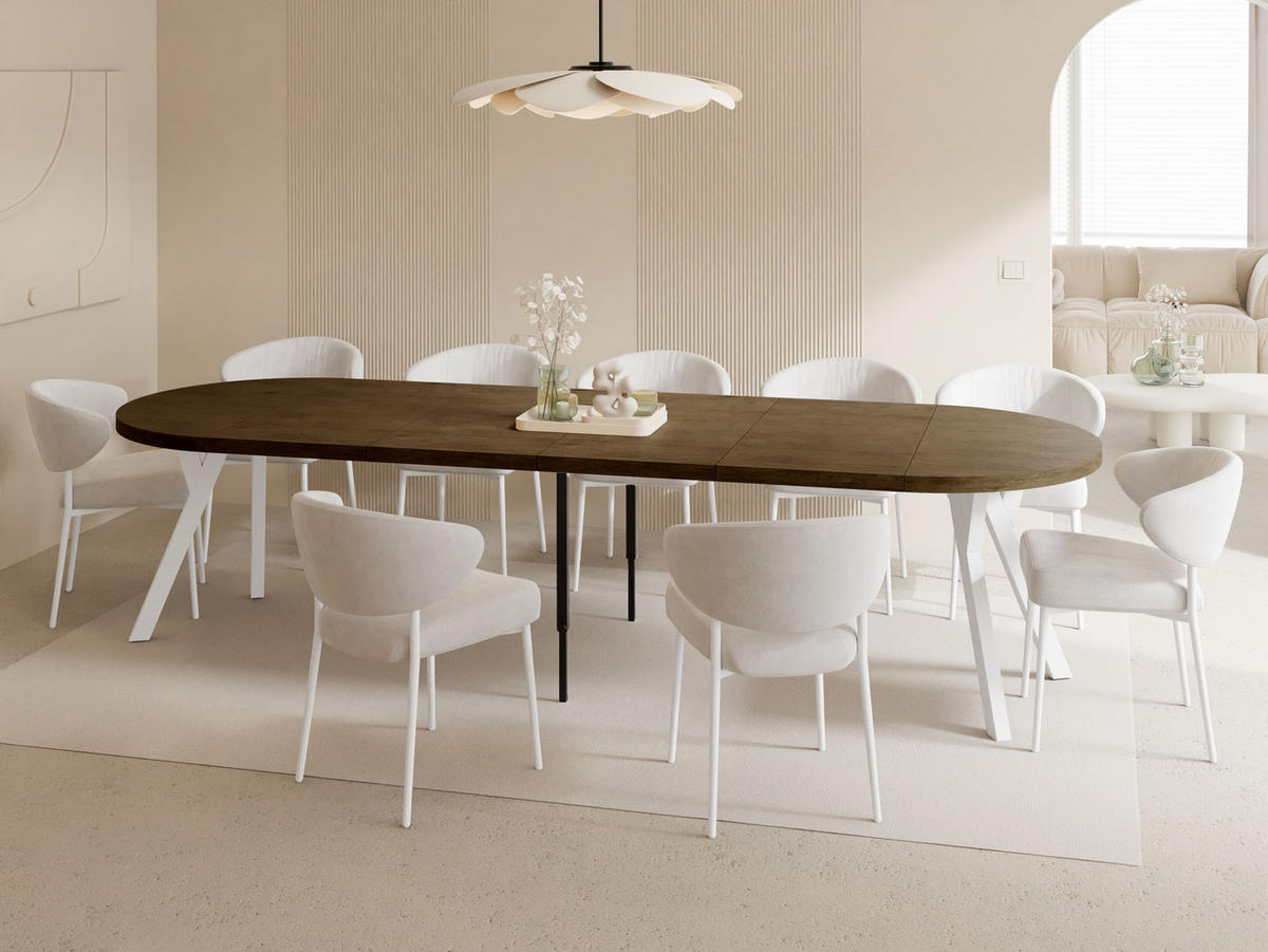 ESSTISCH Twixy XXL groß rund oval ausziehbar, Eiche Braun Rustikal 100-300/100/76 cm - Alteiche/Weiß, Holz/Holzwerkstoff (100/100/76cm) - WFL GROUP