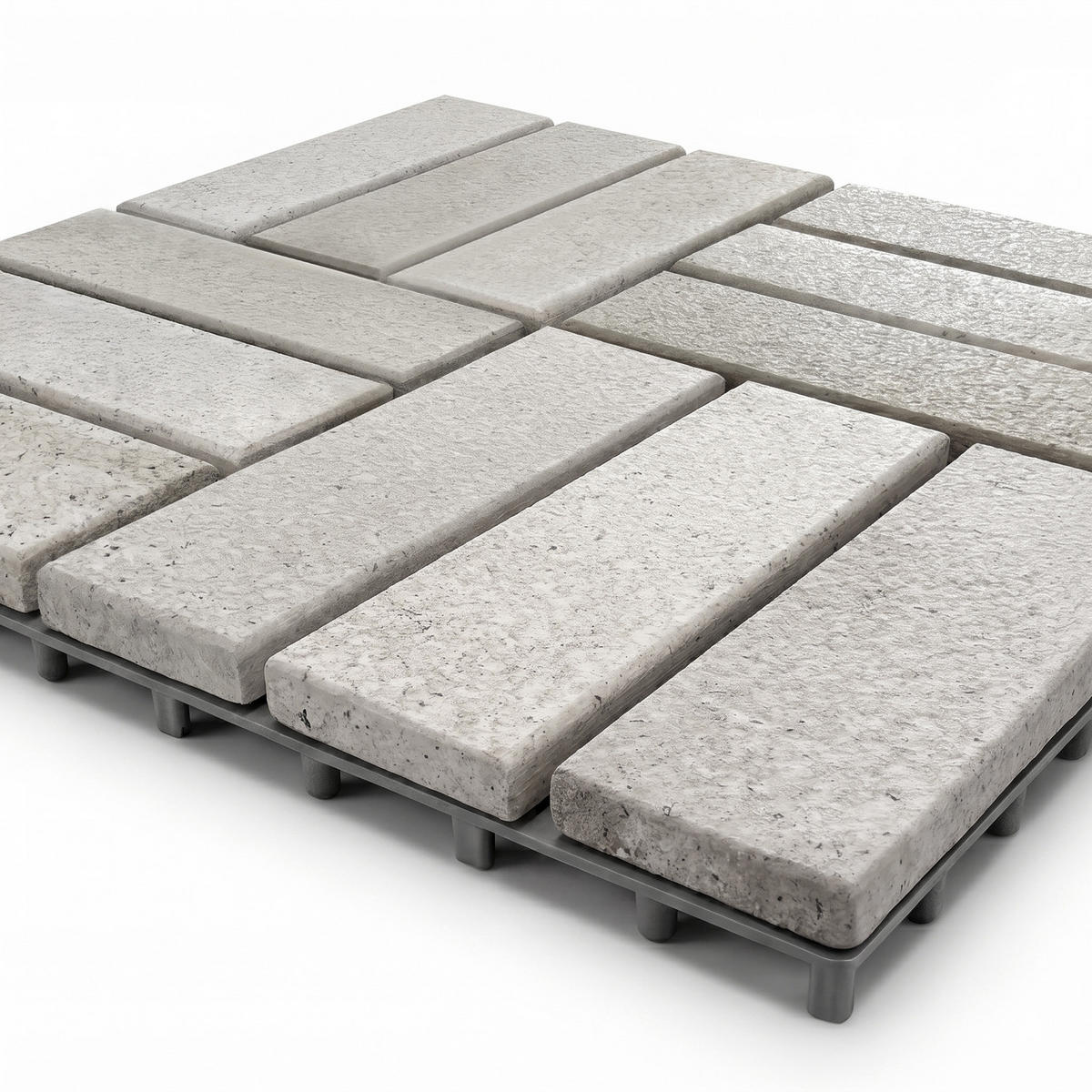 TERRASSENFLIESE - 33er-Set - 30x30 cm - Akazie massiv / Polypropylene - Hellgrau, Holz/Kunststoff (30/30/2.4cm) - home24
