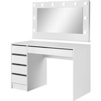 SCHMINKTISCH Claris Weiß Hochglanz 120/55/75 mit LED Spiegel 120/67/11 cm - Weiß Hochglanz, Holzwerkstoff (120/75/55cm) - WFL GROUP
