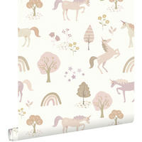 TAPETE Einhörner 53 cm x 10.05 m - Beige, Papier (53/0.1cm) - ESTAhome