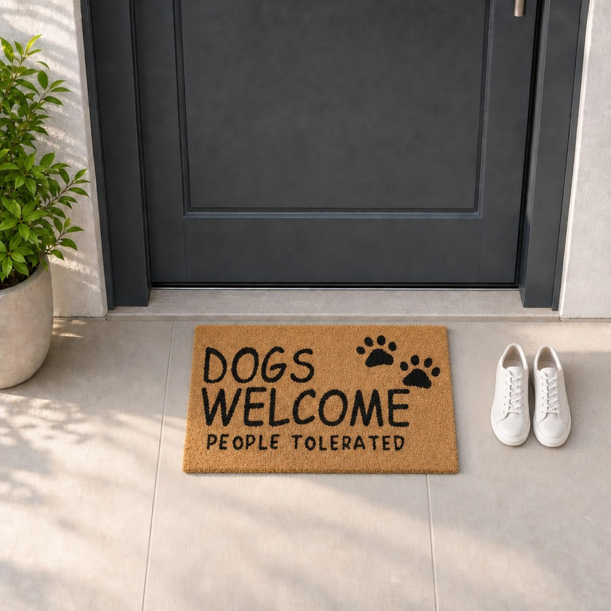 ROHOŽKA Přírodní Černá kokos Dogs Welcome 60x40 cm - béžová, textil/plast (60/40cm) - Relaxdays
