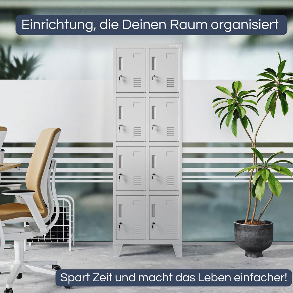 SCHLIESSFACHSCHRANK Spind TAMPA 8 Fächer 172x55,9x45cm Grau - Grau, Metall (55.9/172/45cm) - DELUKE
