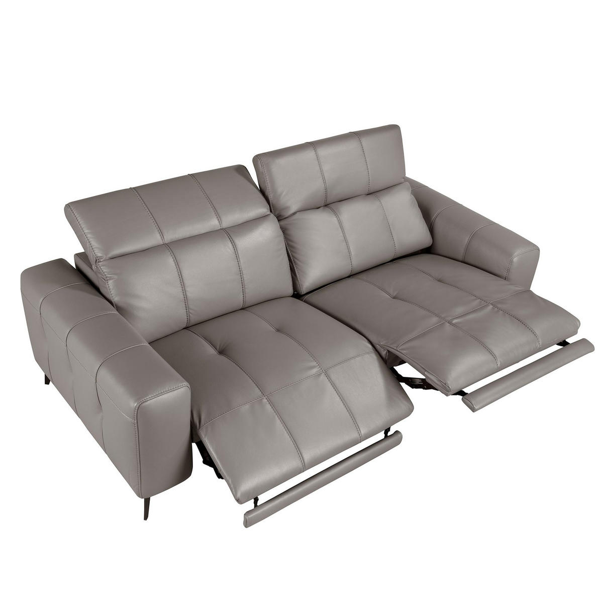 SOFA Klassisch Grau Schwarz 216/110/98 cm - Schwarz, Leder/Metall (216/98/110cm) - ANGEL CERDA