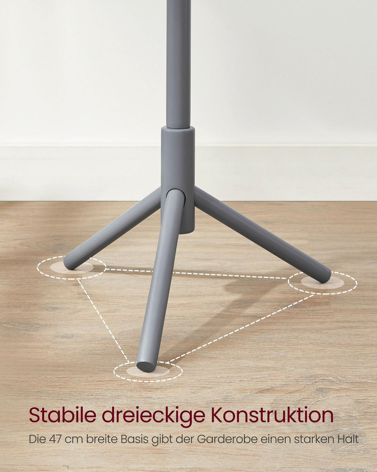 GARDEROBENSTÄNDER EDINBURGH - Grau, Holz (47/175/47cm) - Hansiro