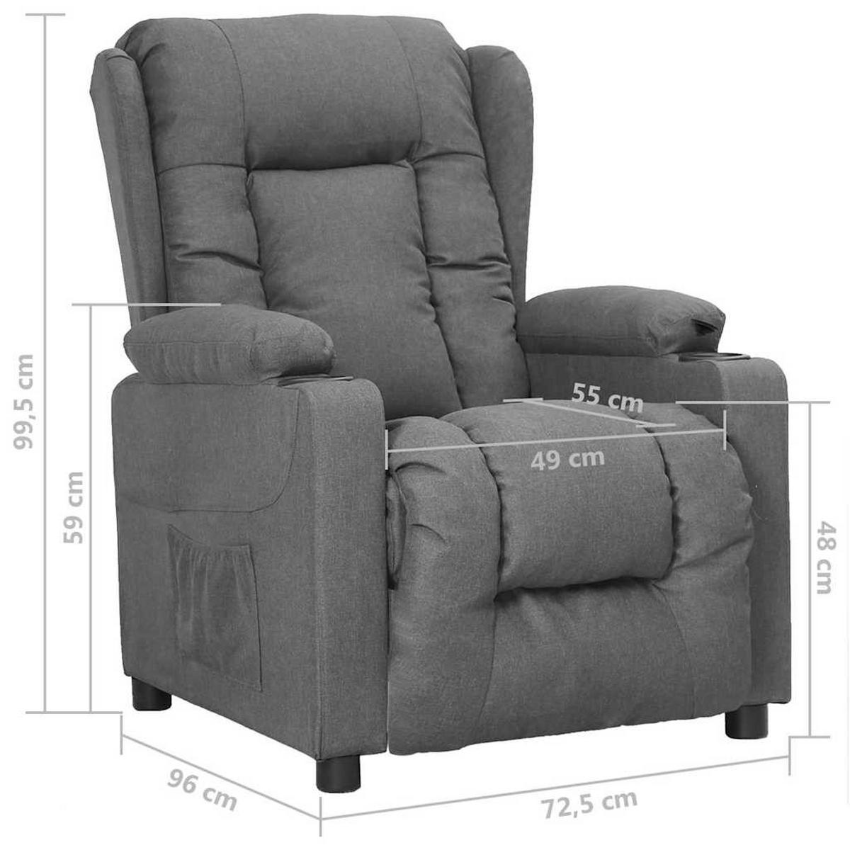 RELAXSESSEL Hellgrau Stoff - Grau, Textil (96/99.5/72.5cm) - vidaXL