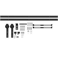 SCHIEBETÜREN-BESCHLAGSATZ, 244 cm Komplett-Set mit Schienen, Rollen, Anti-Sprung-Vorrichtungen, Türstopper, Schwarz - Schwarz, Metall (0.5/4/244cm) - HOMCOM