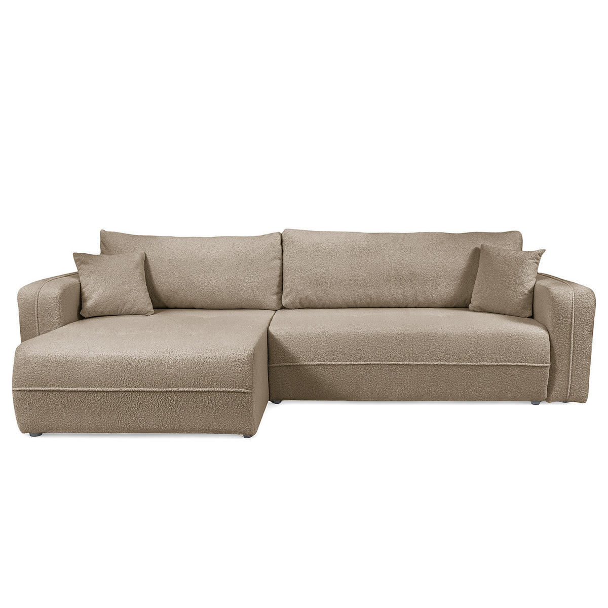 ECKSOFA mit Schlaffunktion - 272 cm - Graubraun/Schwarz, Kunststoff/Textil (272/145cm) - home24