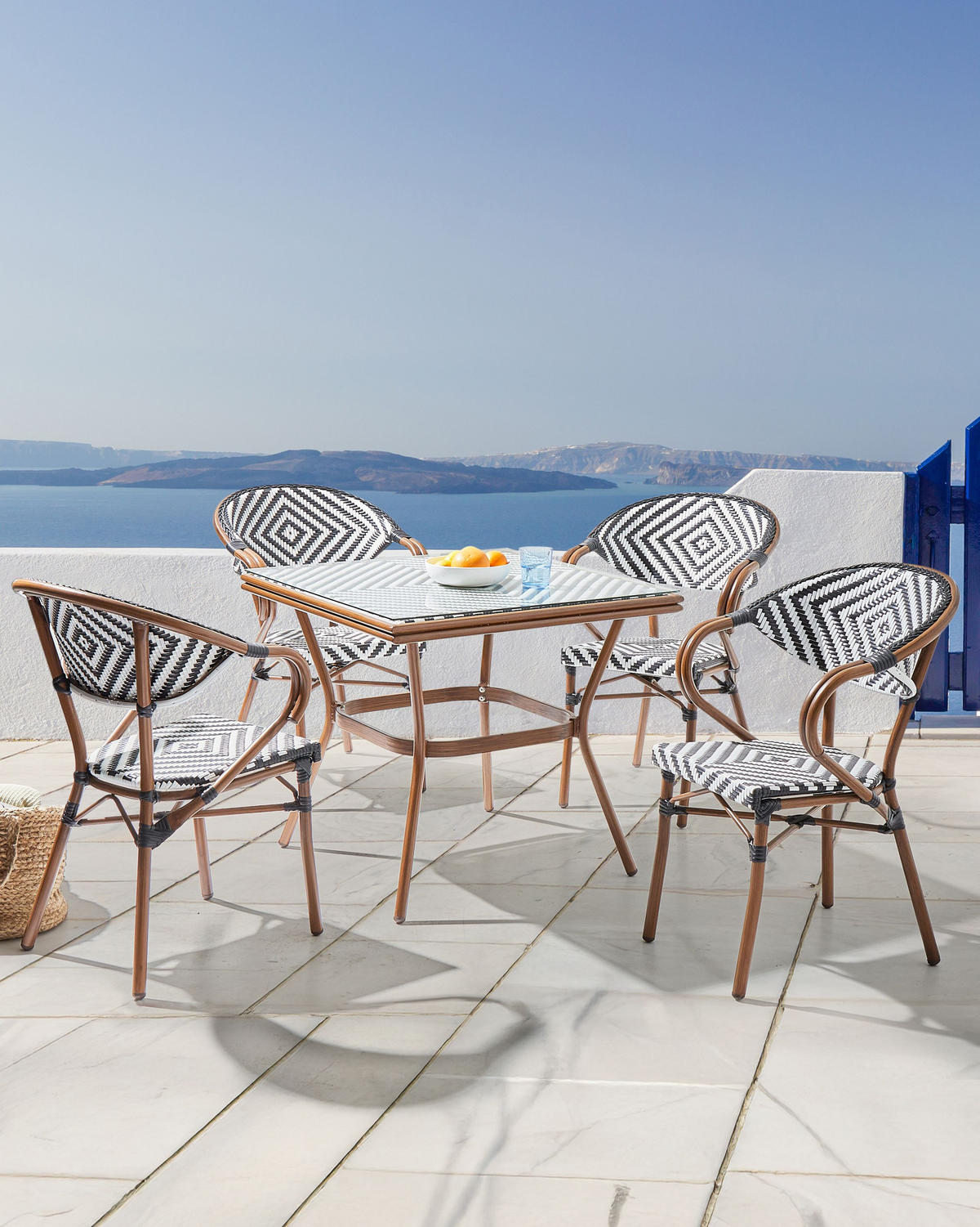 GARTENSTUHL 4er-Set Dunkelbraun Caspri - Dunkelbraun/Schwarz, Kunststoff (57/80/55cm) - Beliani