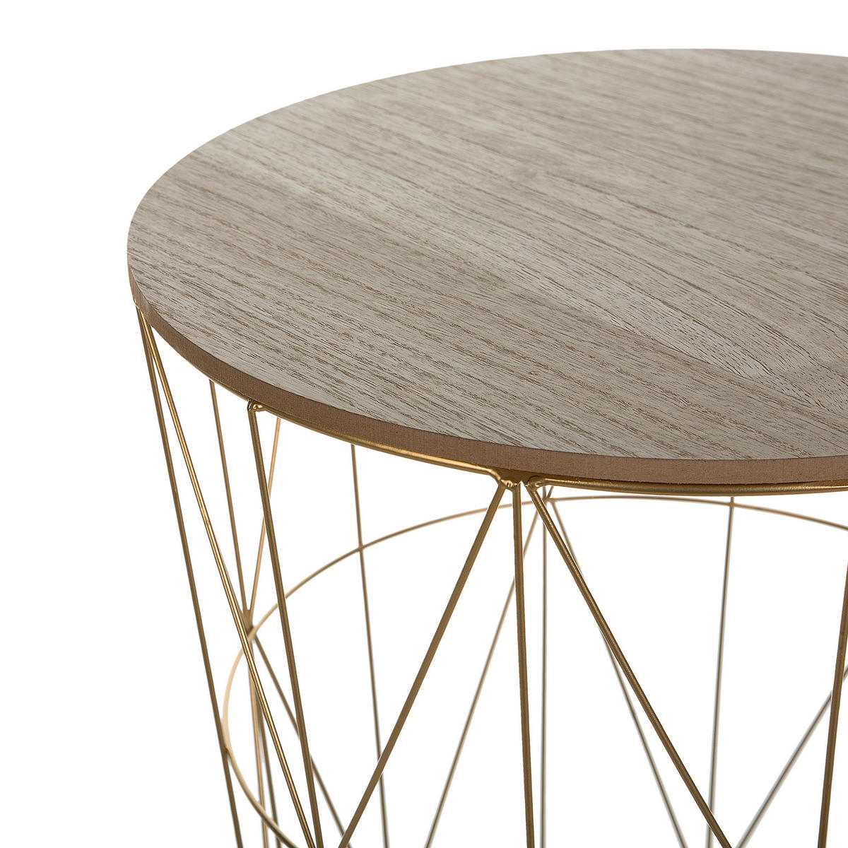 BEISTELLTISCH gold/heller Holzfarbton 40 cm Lanark - Hellbraun/Goldfarben, Holzwerkstoff (40/40/40cm) - Beliani