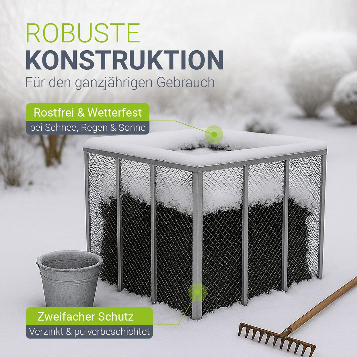 KOMPOSTER Metall silber 800L - Silberfarben, Metall (100/80/100cm) - Juskys