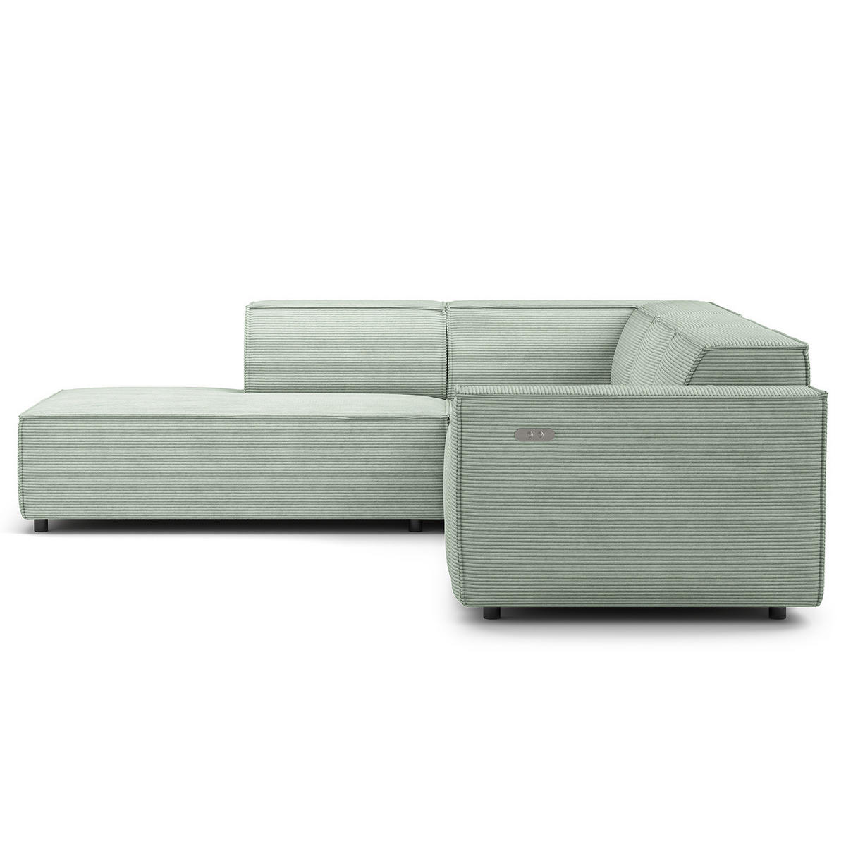ECKSOFA mit Ottomane - Schwarz/Mintgrün, Kunststoff/Textil (260/234cm) - home24