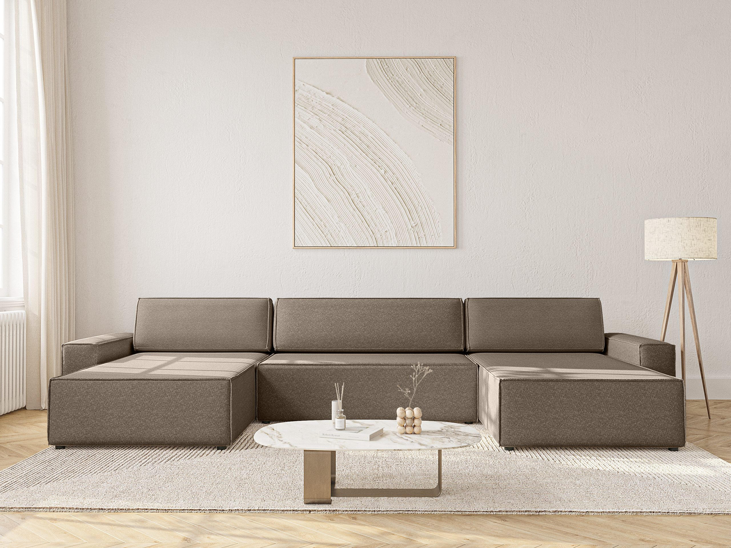WOHNLANDSCHAFT Lummo U mit Schlaffunktion, Braun - Braun, Textil (386/70/185cm) - Fedve