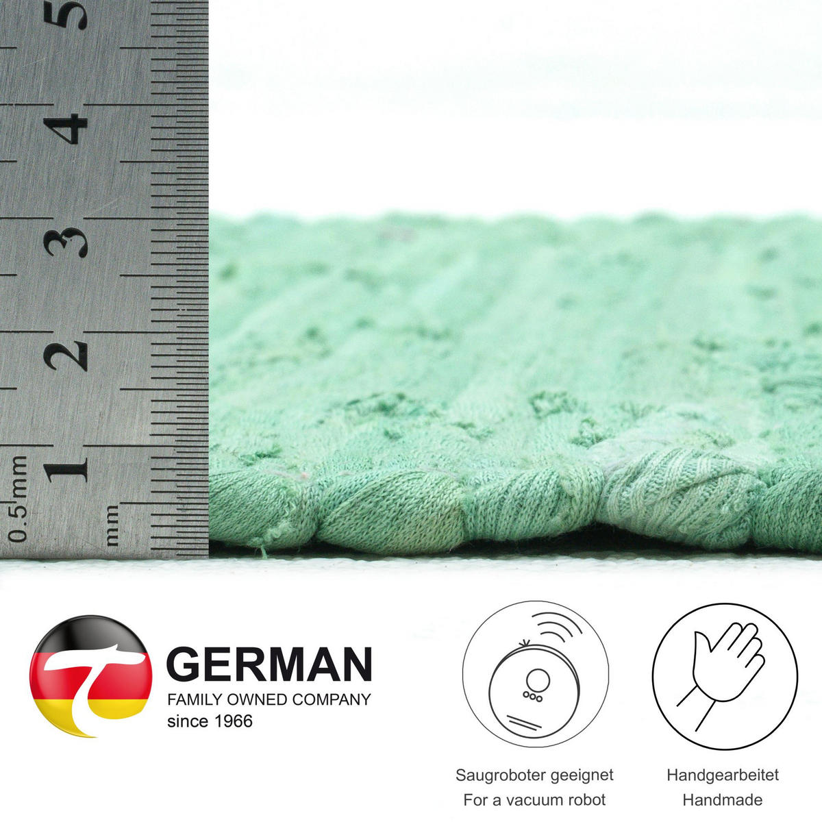 FLECKERLTEPPICH Chindi 70x140 cm - Mintgrün, Textil (70/140cm) - Rug and Roll