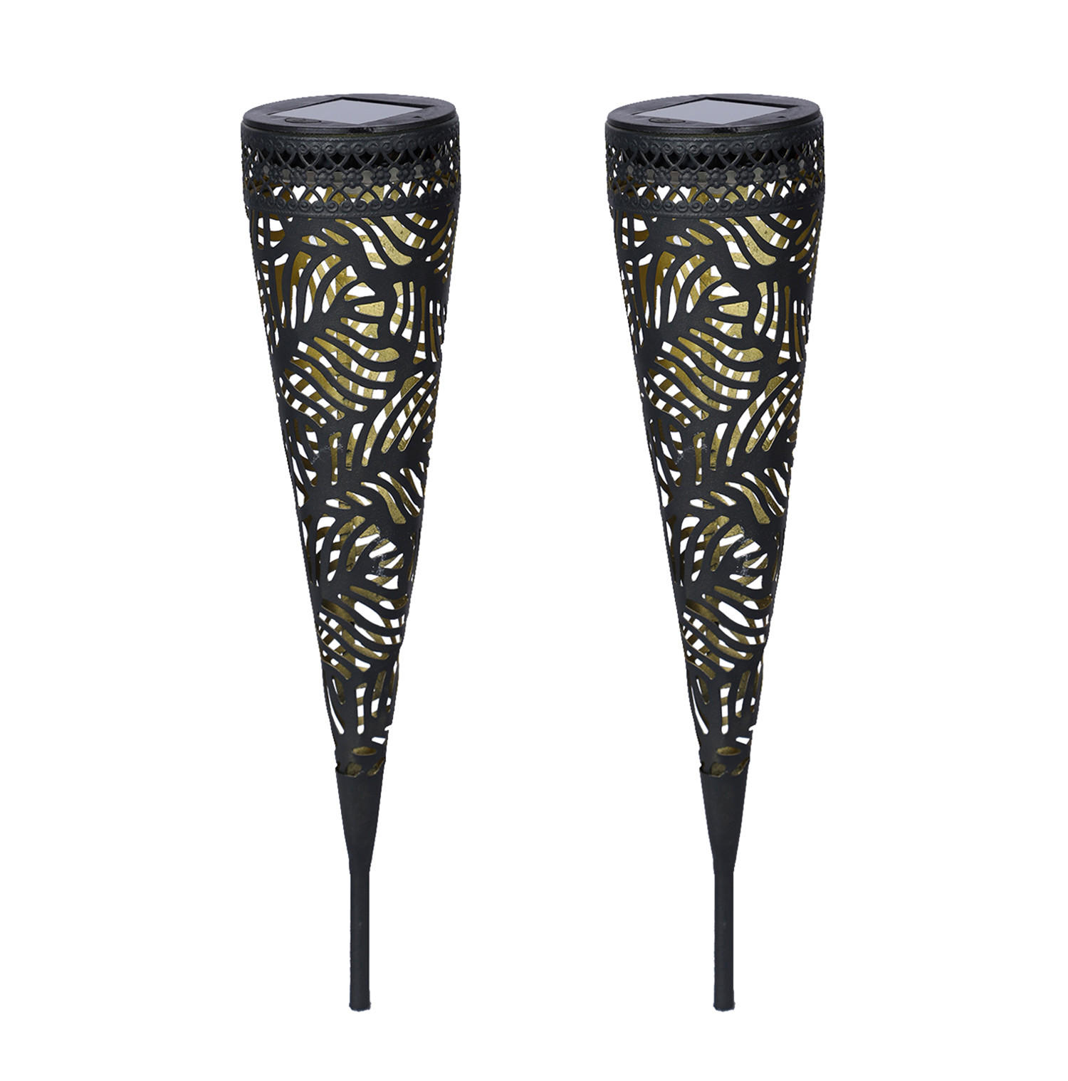 ERDSPIESSLEUCHTE 2er Set 17/40/9cm - Schwarz, Metall (9/17/40cm) - Luxform