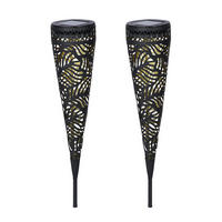 ERDSPIESSLEUCHTE 2er Set 17/40/9cm - Schwarz, Metall (9/17/40cm) - Luxform