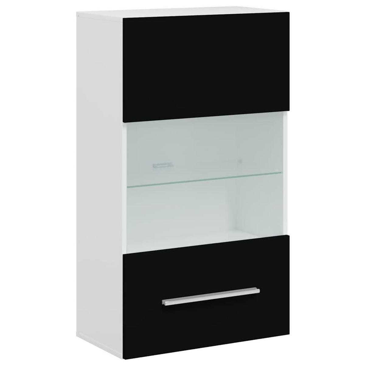 WOHNWAND 5-teilig mit Led-Beleuchtung 240 cm aus Holzwerkstoff in Schwarz, Weiß - Schwarz, Holz (240/195/40cm) - vidaXL