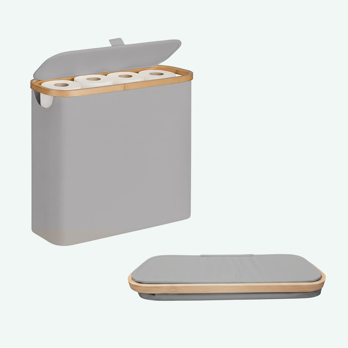 TOILETTENPAPIER-AUFBEWAHRUNG - Grau, Holz/Textil (43/38/17cm) - Relaxdays