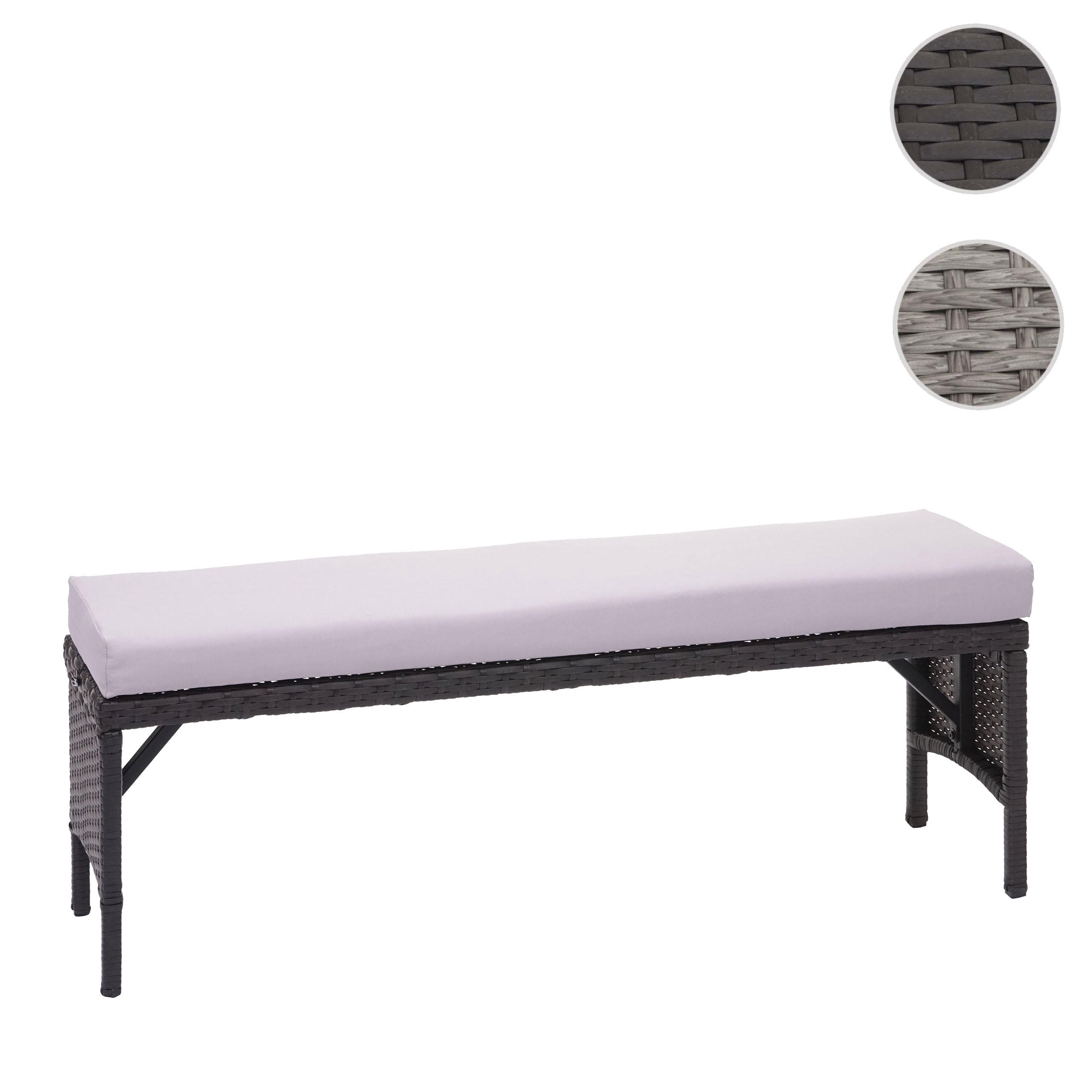 POLY-RATTAN SITZBANK Schwarz - Schwarz, Kunststoff (112/35/30cm) - MCW