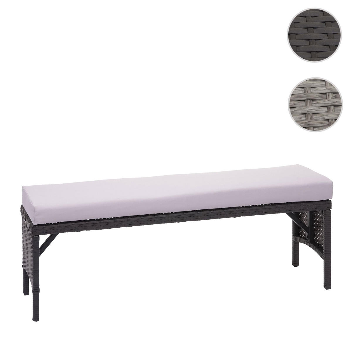 POLY-RATTAN SITZBANK Schwarz - Schwarz, Kunststoff (112/35/30cm) - MCW