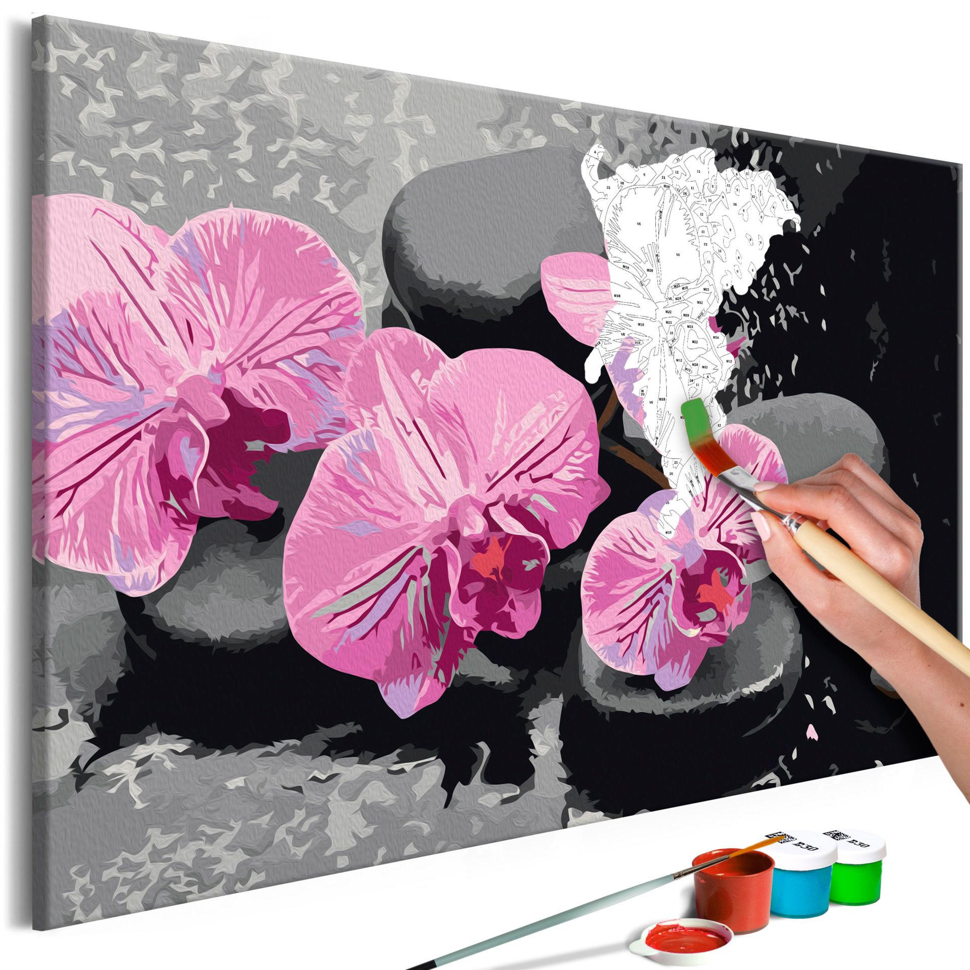MALEN NACH ZAHLEN 50/40 cm - Pink/Grau, Textil (1.4/40cm) - KUNSTLOFT