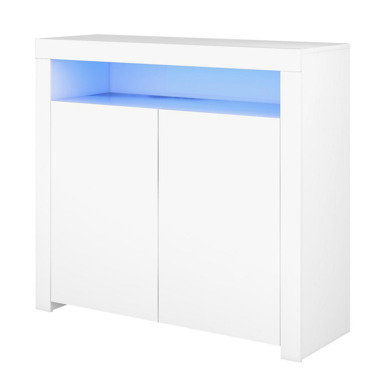 SIDEBOARD 108/40/92 cm mit LED-Beleuchtung, USB-Anschluss und Hochglanzfront aus Holzwerkstoff, Weiß - Weiß, Holzwerkstoff (108/92/40cm) - Redom
