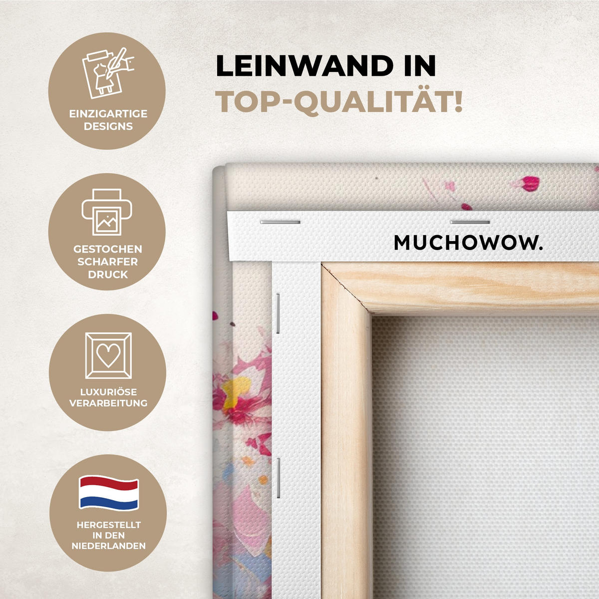 LEINWANDBILD Aquarell - Baum - Kunst - Abstrakt Wandbilder 80x60 cm - Multicolor, Textil (80/60cm) - MuchoWow