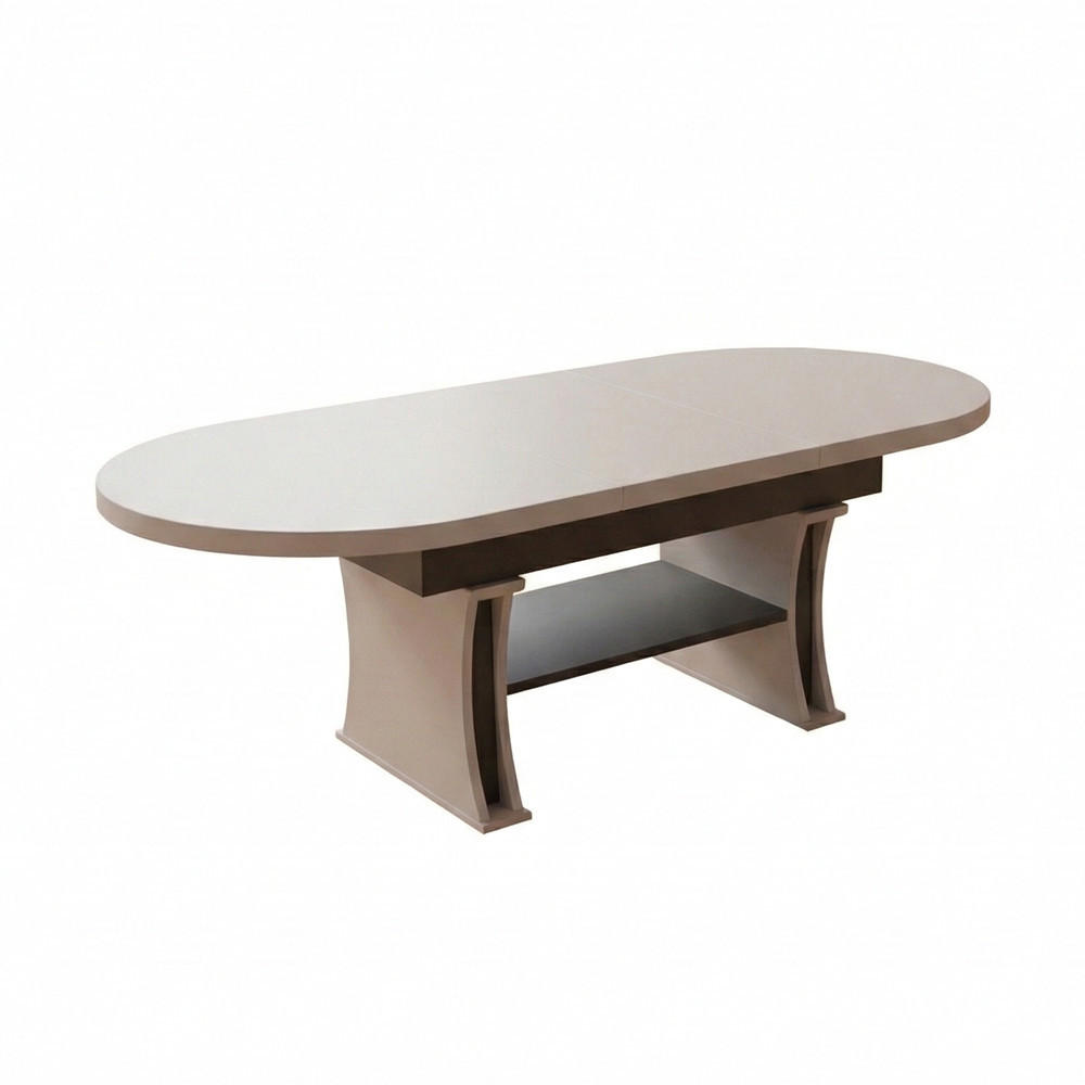 COUCHTISCH oval ausziehbar höhenverstellbar Ablage 130/80/60 cm - Anthrazit/Beige, Holzwerkstoff (80/130/60cm) - designimpex