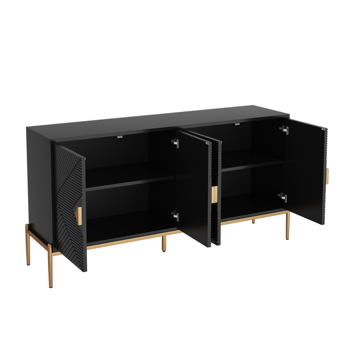 KOMMODE 162/80/40 cm Schwarz aus MDF und Holzwerkstoff mit 4 Türen - Schwarz, Holzwerkstoff (40/80/162cm) - OKMYHOME