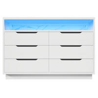 KOMMODE mit LED-Beleuchtung und 6 Schubladen，Weiß - Weiß, Holzwerkstoff (40/85/120cm) - KOMHTOM
