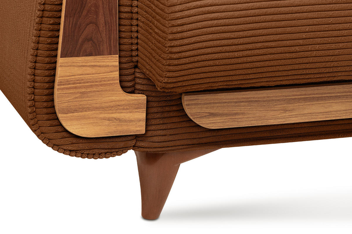 3-SITZER-SCHLAFSOFA GUSTAVO II mit Armlehnen, Orange - Orange, Holz/Holzwerkstoff (230/98/98cm) - KONSIMO®